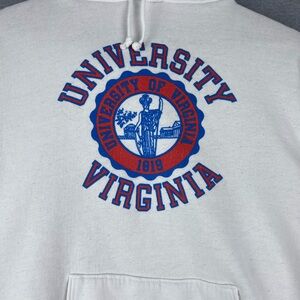 Vintage 70s Jerzees University Of Virginia White Hoodie Size XL Fits‎ Small